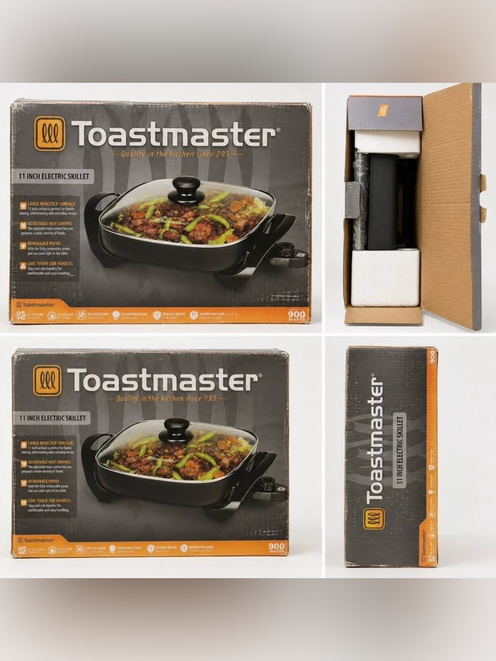 Toastmaster 11” Electric Skillet Nonstick 900W w/ Glass Lid New Open Box